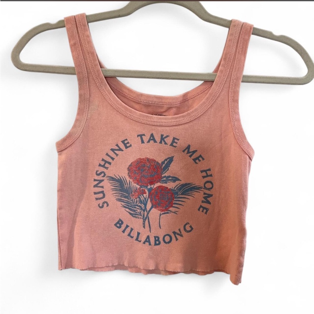 Billabong Coral Pink Graphic Cropped Tank